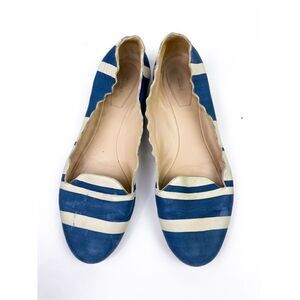Chloe Scalloped Lauren Striped Ballerina Flat‎